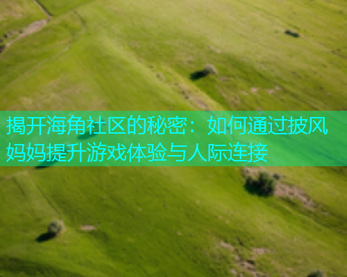 揭开海角社区的秘密：如何通过披风妈妈提升游戏体验与人际连接