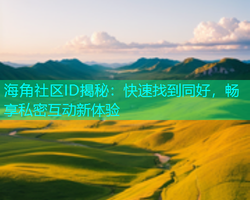海角社区ID揭秘：快速找到同好，畅享私密互动新体验